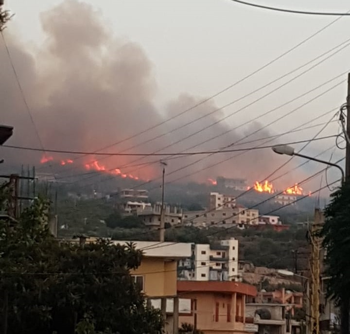 حريق كبير في خراج بلدة بزال التهم 4 كلم2 من احراج الصنوبر والسنديان