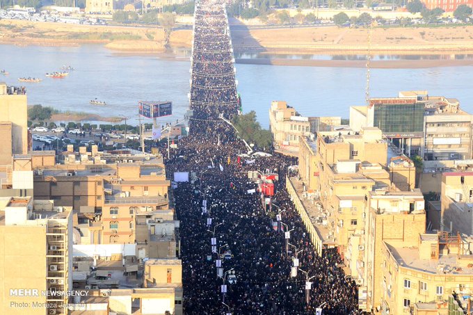 بالفيديو ـ تشييع مليوني للشهيد قاسم سليماني في أهواز الايرانية