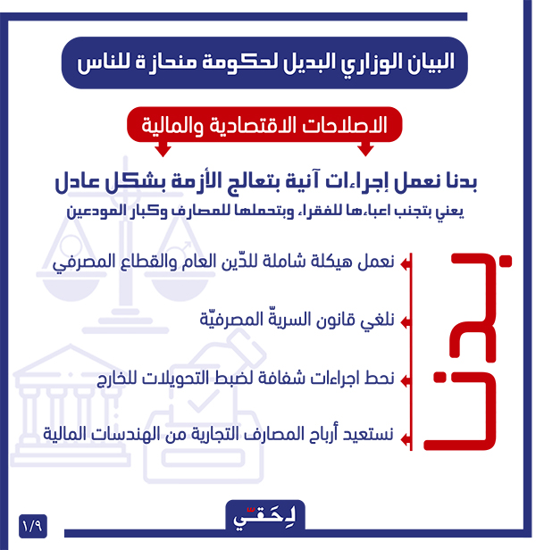 حملة تقترح بيانا وزاريا بديلاً لبيان الحكومة يتضمن إصلاحات اقتصادية ومالية