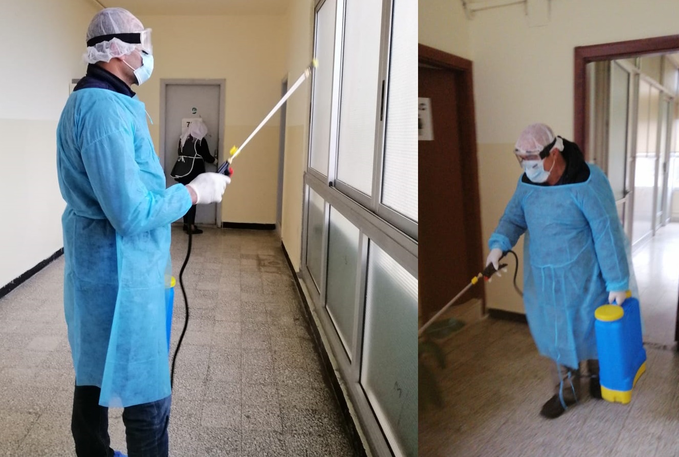 بالفيديو ـ تعقيم كلية الاعلام في الجامعة اللبنانية ـ الفرع الاول