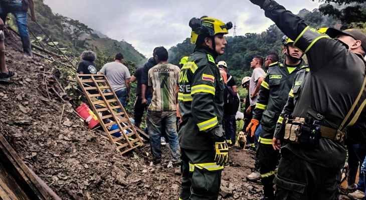 ارتفاع حصيلة انزلاق للتربة في كولومبيا إلى 34 قتيلاً