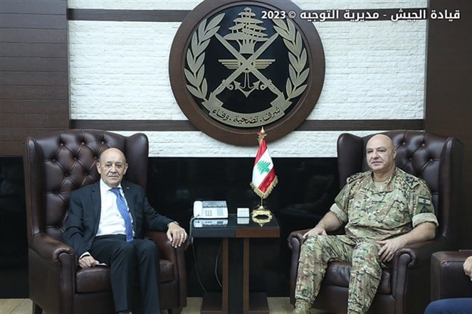 قائد الجيش اطلع لودريان على ما يواجهه الجيش من تحديات حول النزوح السوري والوضع الفلسطيني